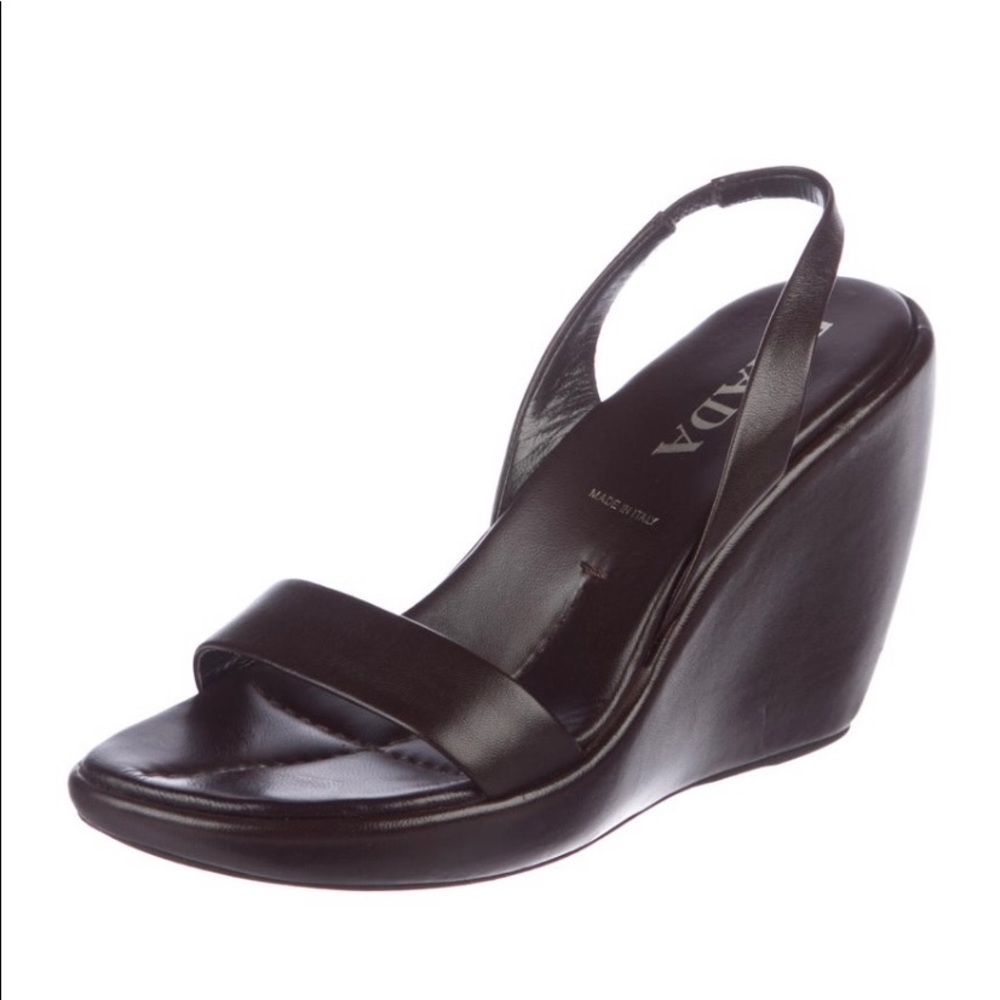 Prada Leather Wedge Sandals *Authentic* - Picture 2 of 8